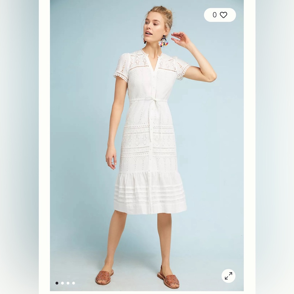 Anthropologie Feather Bone Brigid White Eyelet Maxi Dress